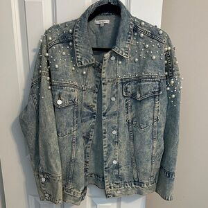 Pearl Embellished Denim Jacket